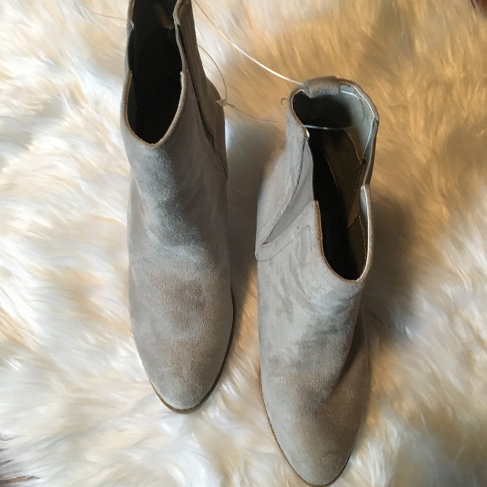 Light Grey Suede Booties With See Through Heel - Picture 8 of 8